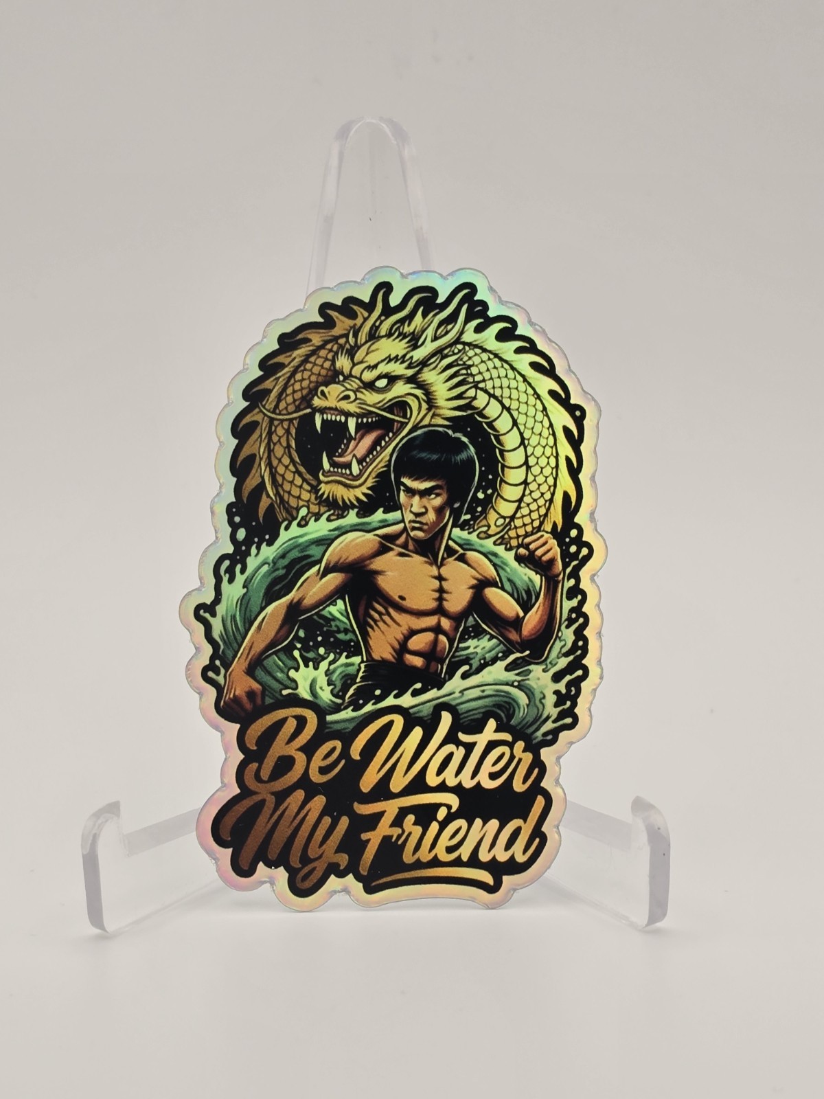 Bruce Lee Be Water Holographic Sticker 2″×3″