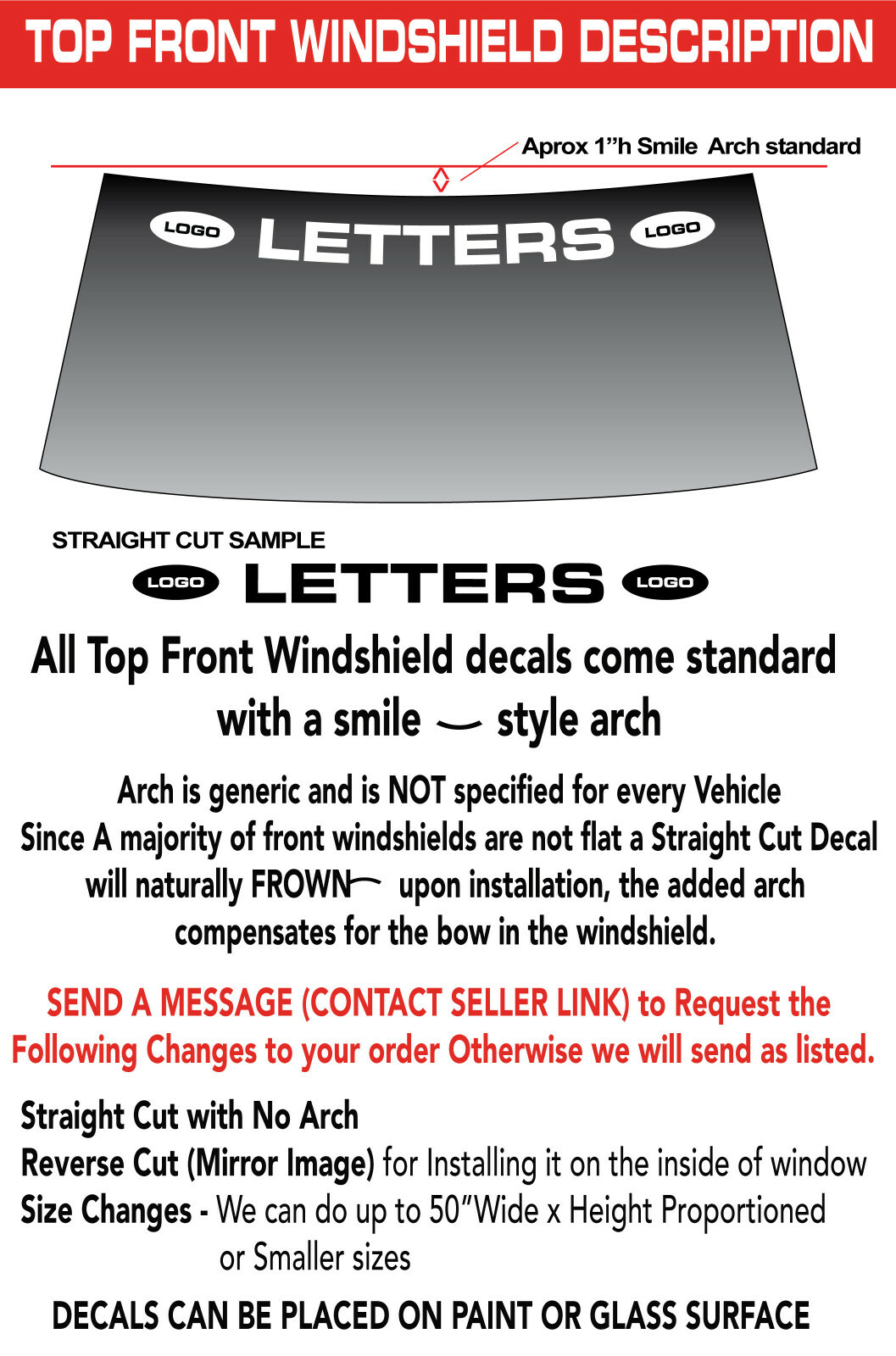 CHRYSLER 300C WINDSHIELD DECAL STICKER 44″w x 3″h ANY 1 COLOR