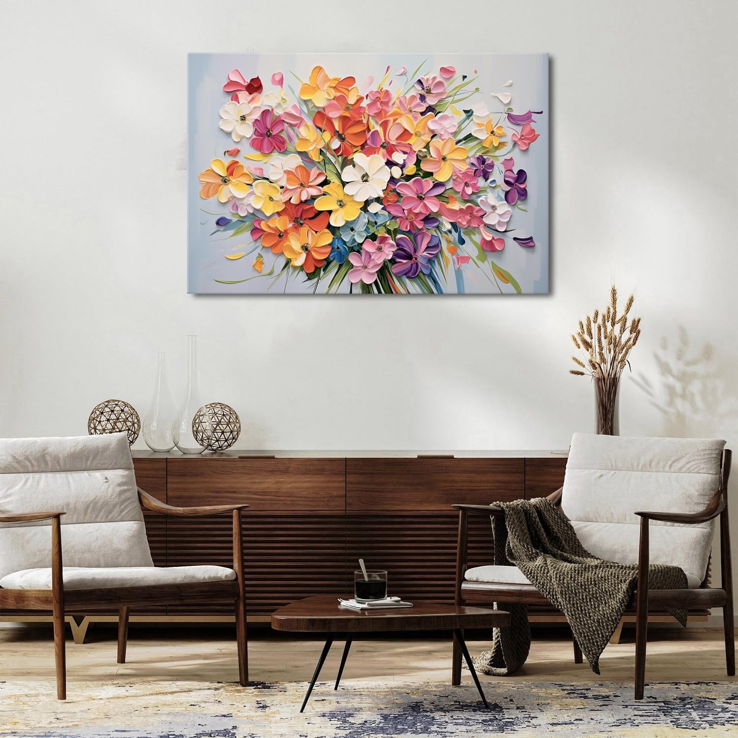 Aesthetic Daisy Wall Decor Floral Wall Art Abstract Poppies Bouquet Texture C…
