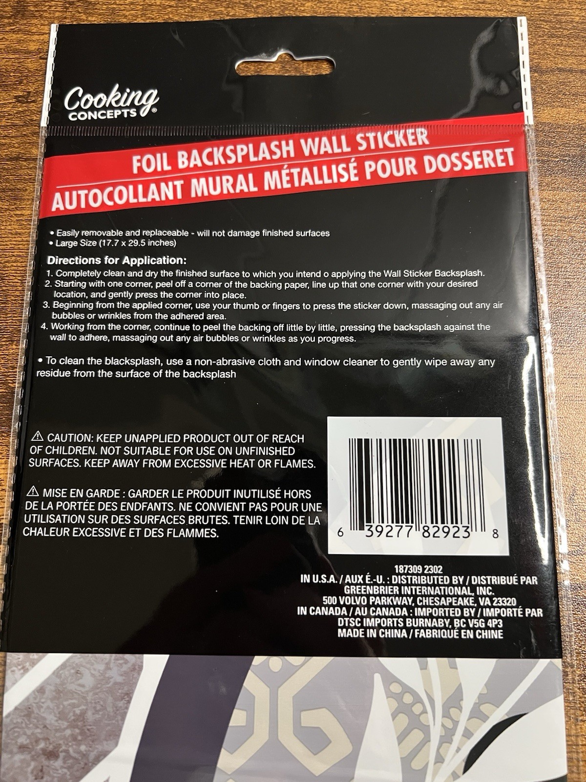 Cooking Concepts Foil Backsplash Live Simply Tile Look 17.7 x 29.5 Gray