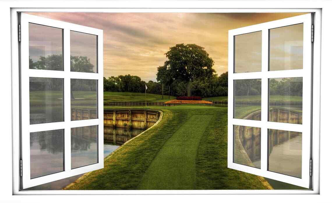 WindowScape Hole 17 at TPC Sawgrass Golf 3D Window Wall Decal Vinyl Sticker