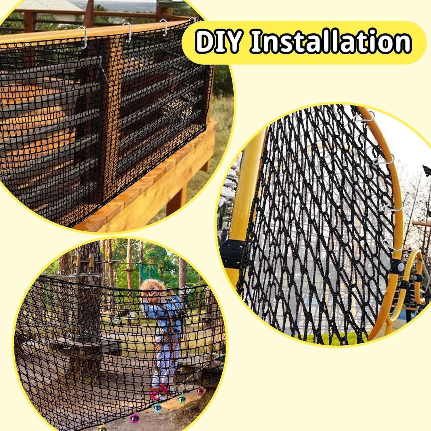 9.8′ x 9.8′ Climbing Cargo Net – Double Layer Playground Safety Net for Kids