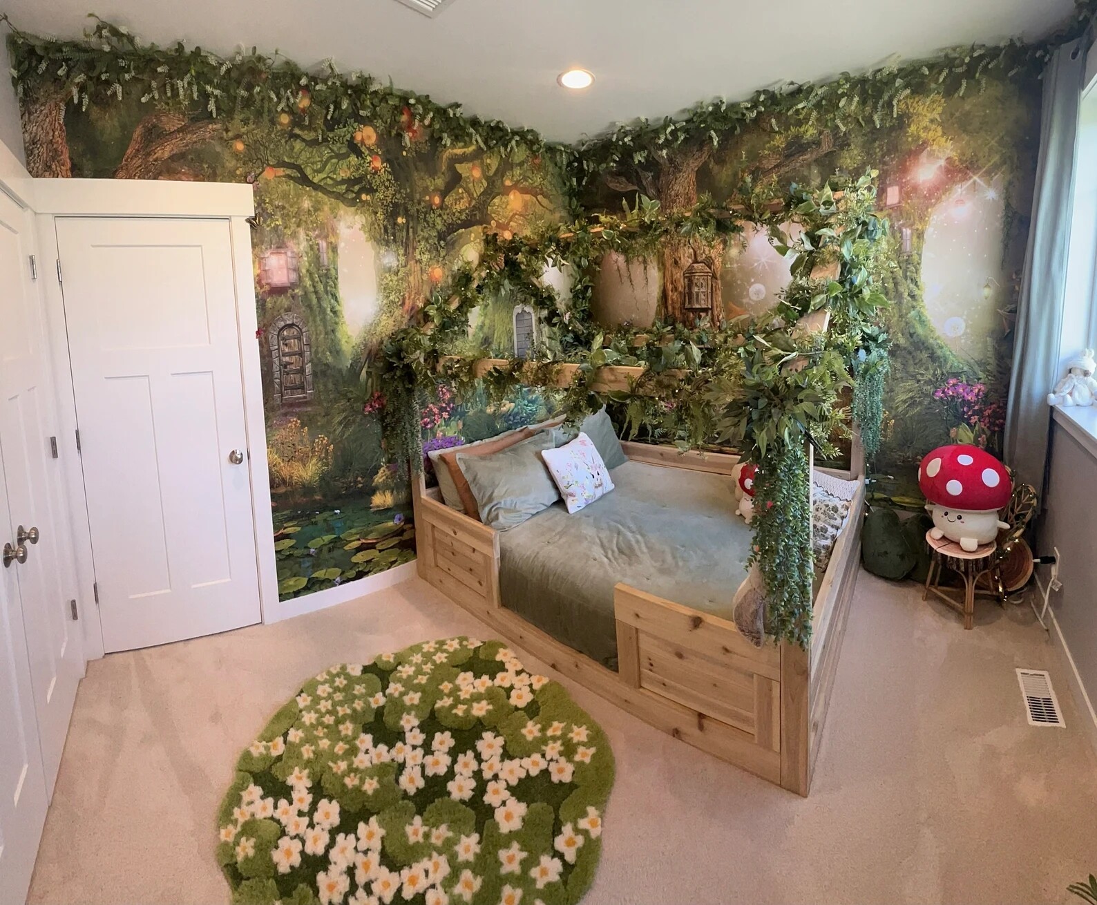 Magic Forest Wall Mural, Nursery Wallpaper Decal. Elves & Fairies. Self-adhesive