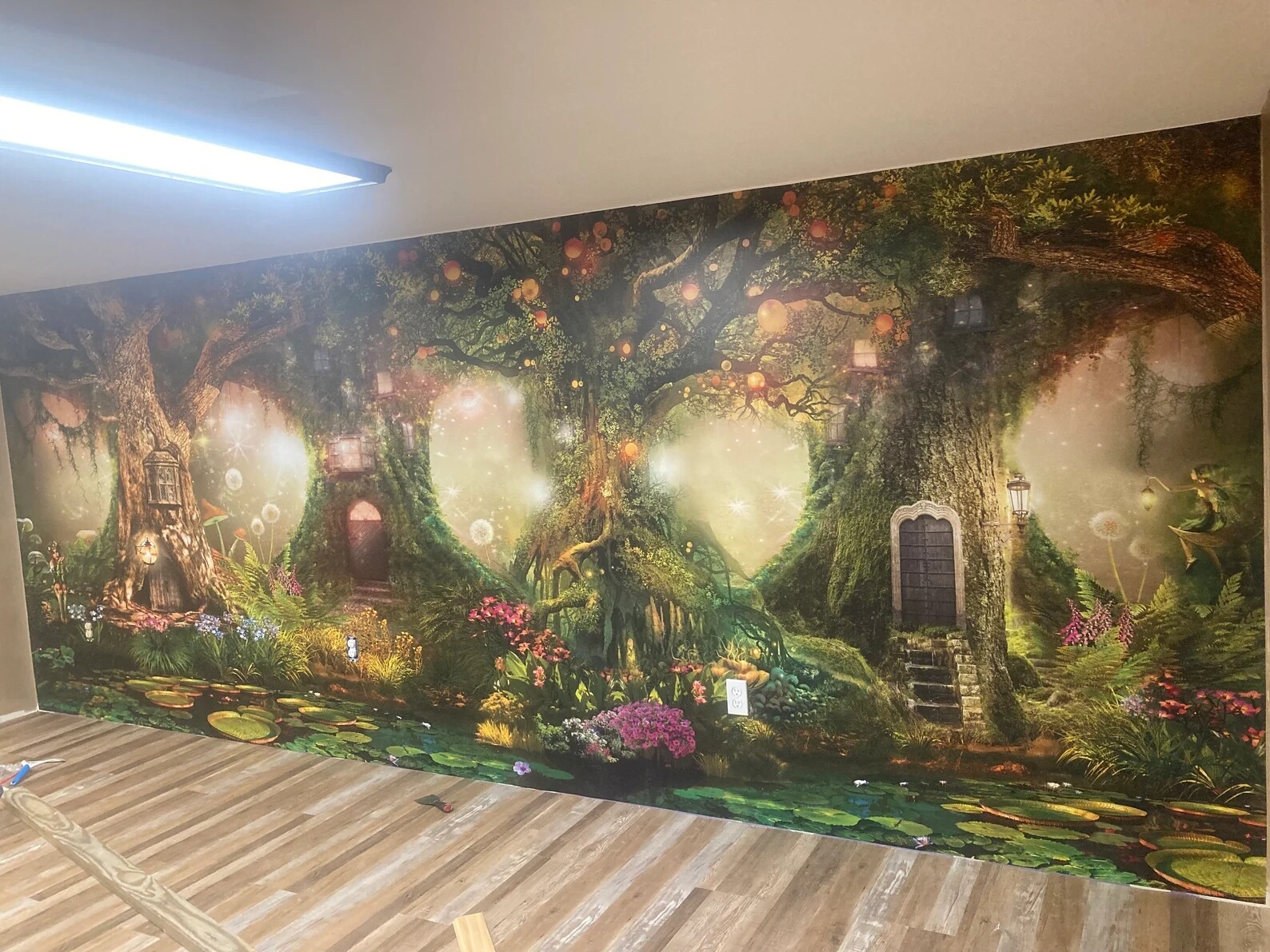 Magic Forest Wall Mural, Nursery Wallpaper Decal. Elves & Fairies. Self-adhesive