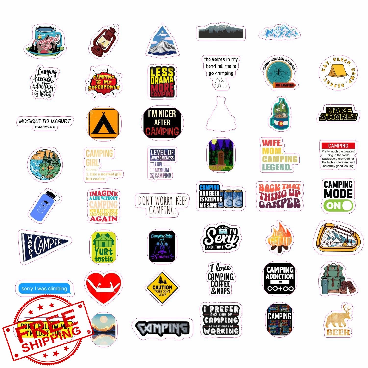 BulbaCraft 100 Pcs Camping Stickers