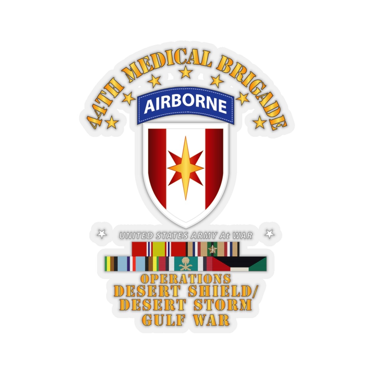Kiss-Cut Stickers – Army – 44th Medical Brigade – Desert Shield – Storm w DS Svc
