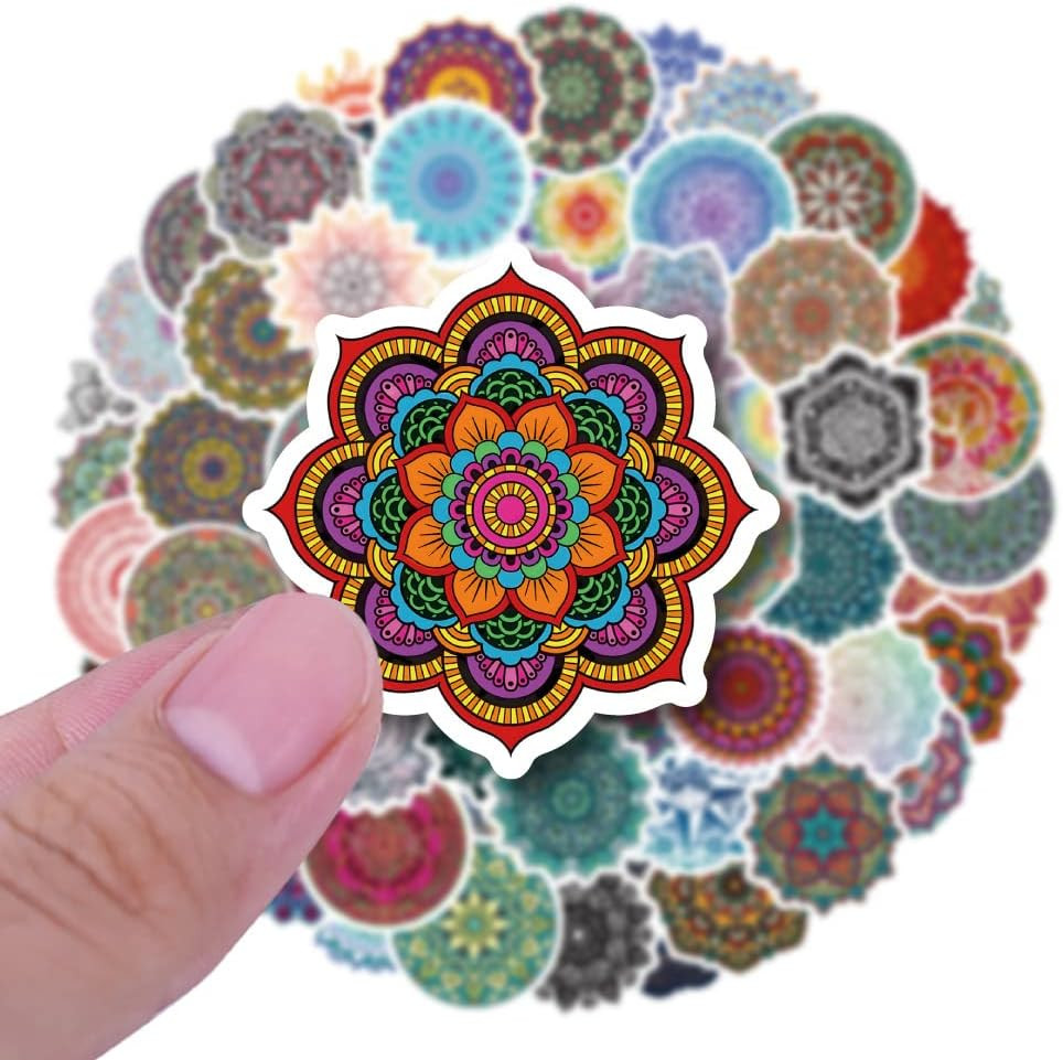 60PCS Mandala Stickers for Laptop Water Bottle, Aesthetic Waterproof Vinyl Decal