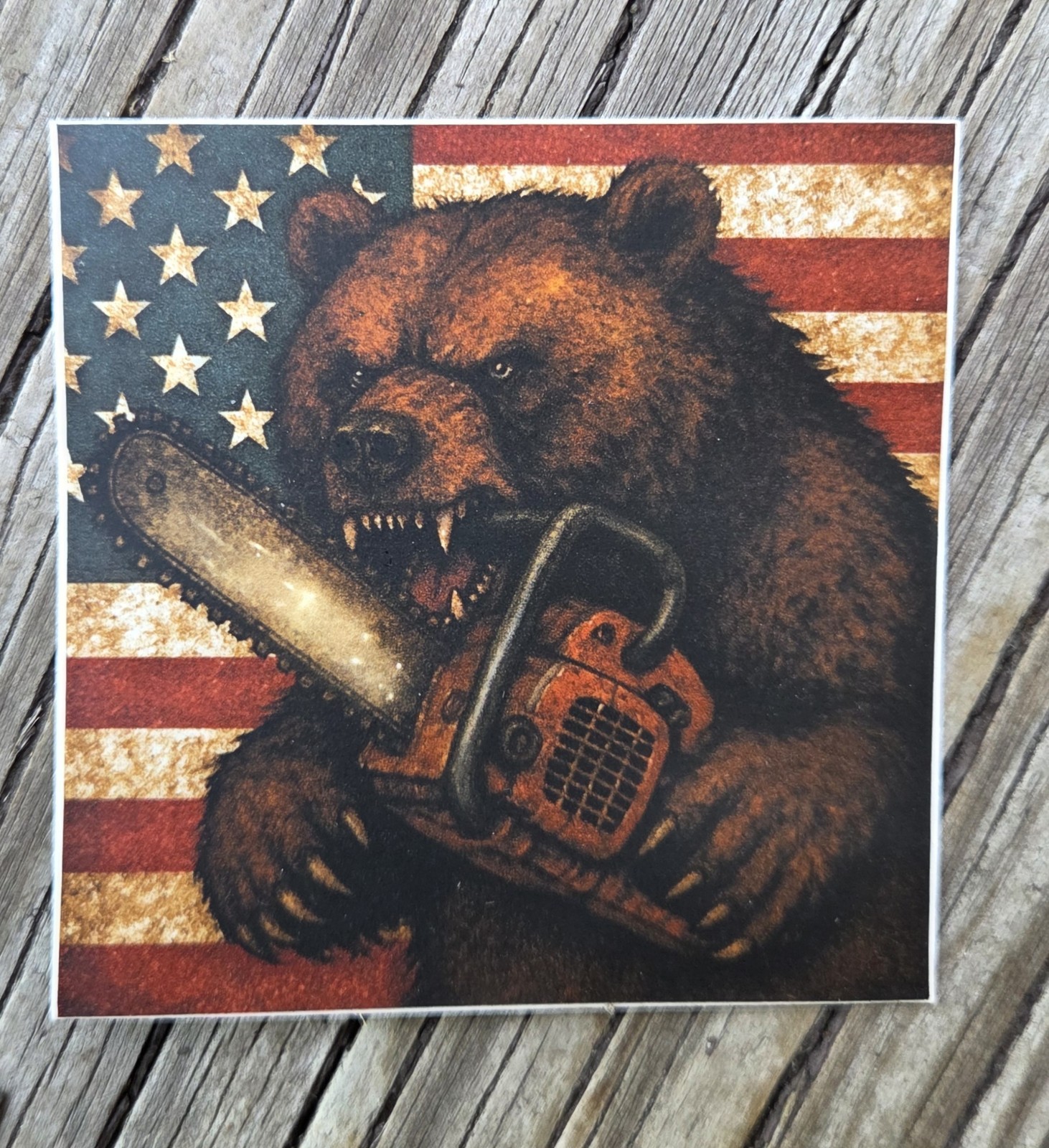 Vinyl Hardworking American Bear Hard Hat, Cooler, Water Bottle Or Laptop Sticker