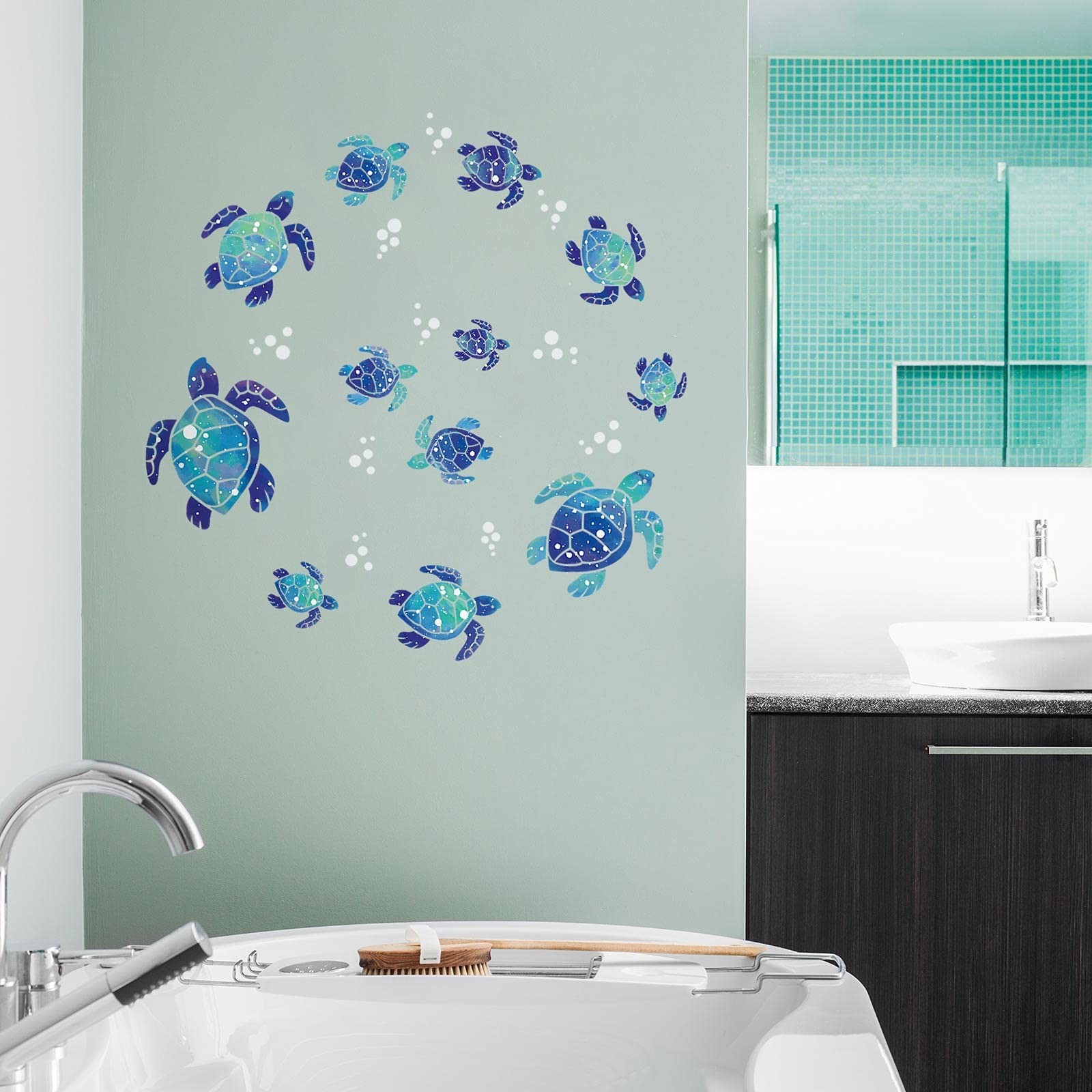 Sea Turtle Wall Decals 3D Ocean Grass Seaweed Stickers Under The Sea Wall Dec…