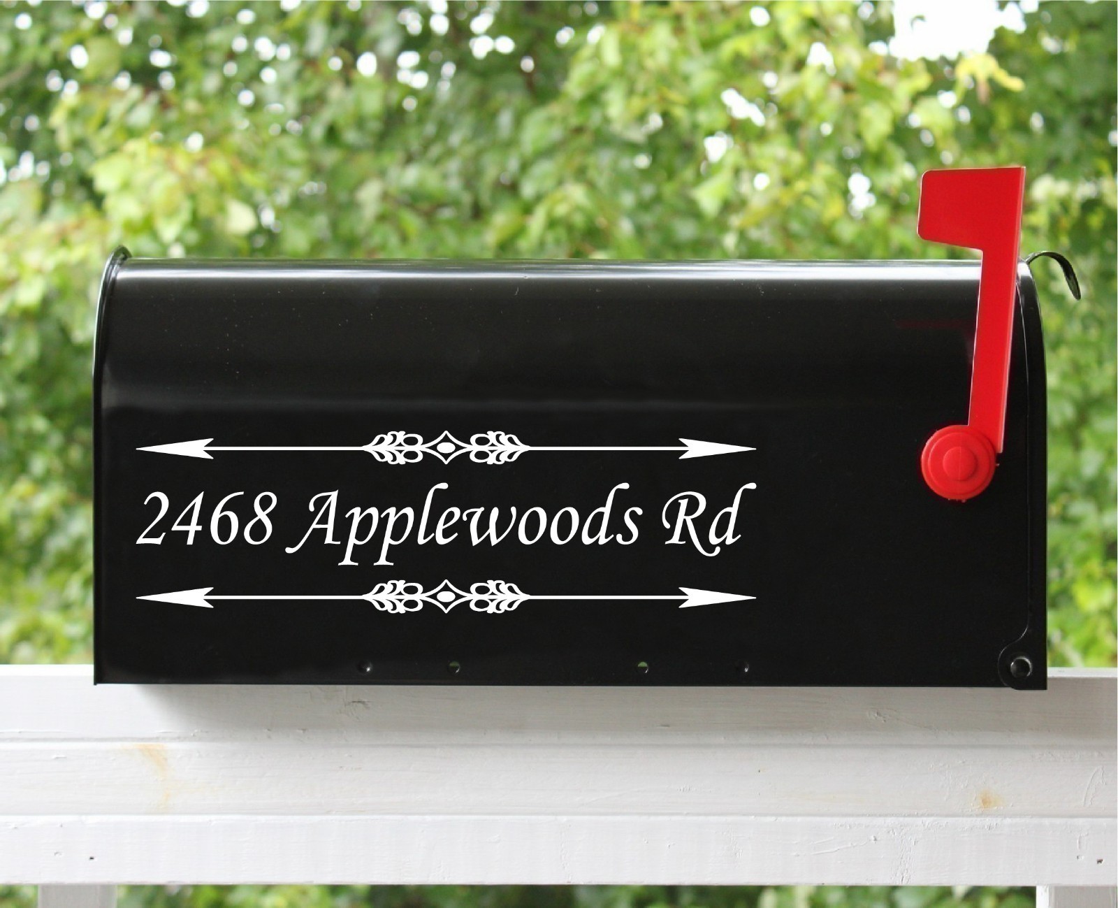 Set of 2 Custom Mailbox Address Decals 11″ – Formal Arrow #01 – 12 Font Choices