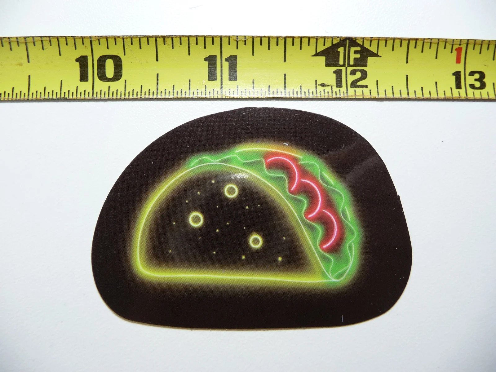 SPACE TACO NEON STYLE SMALL STICKER DECAL COLORFUL FUNNY CELEBRATION