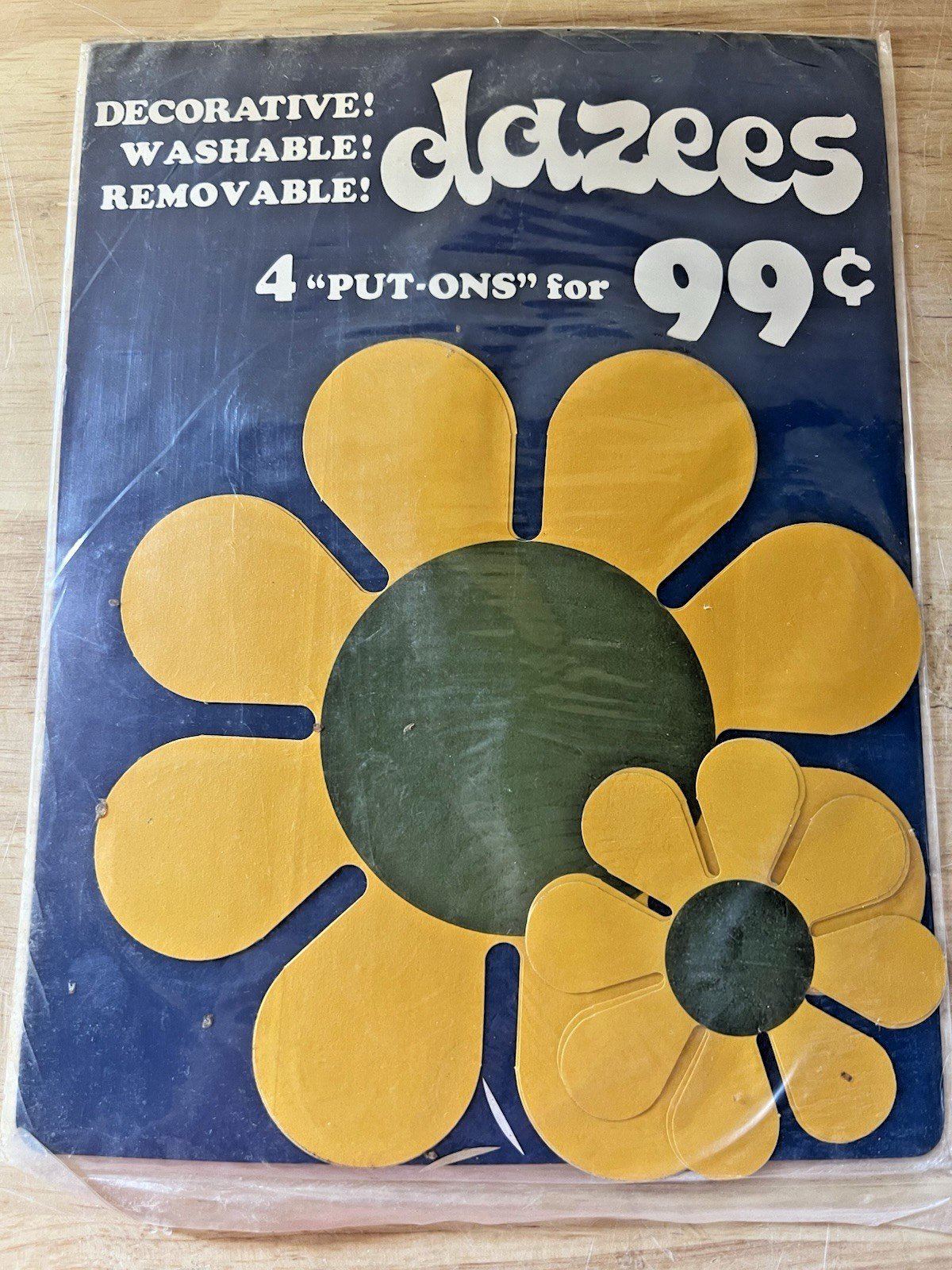 Vintage NOS 1968 Dazee Flower “Put Ons” Yellow and Green Flower