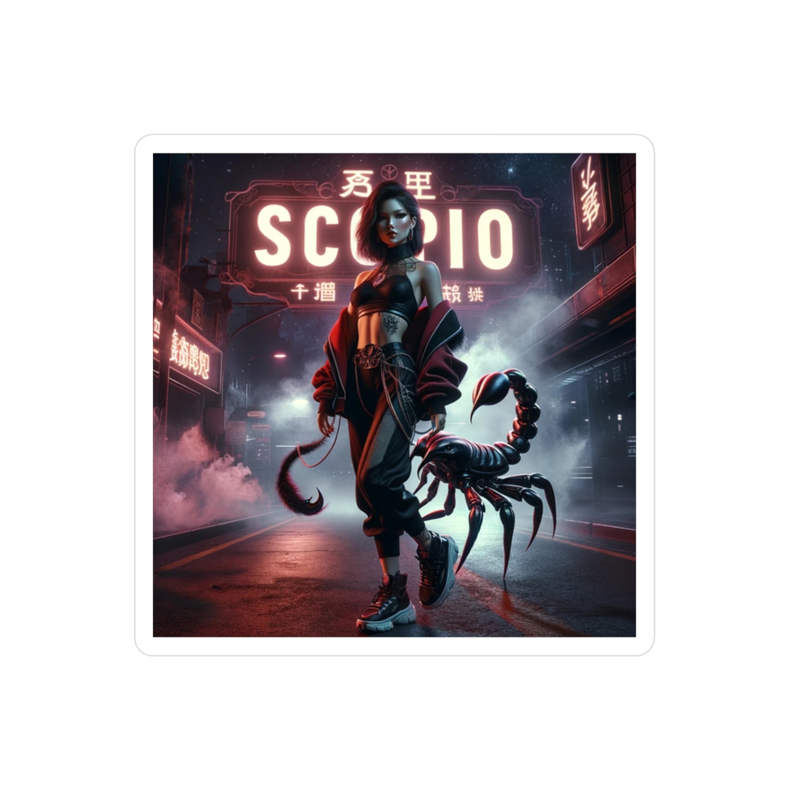 Stylish Scorpio Woman Sticker Modern Streetwear Design, Astrology Meets Fashion