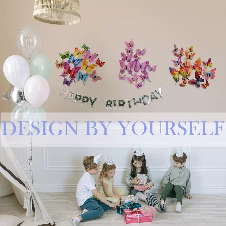 Butterfly Wall Decor 24 PCS, 3D Butterflies Stickers For Party Decorations