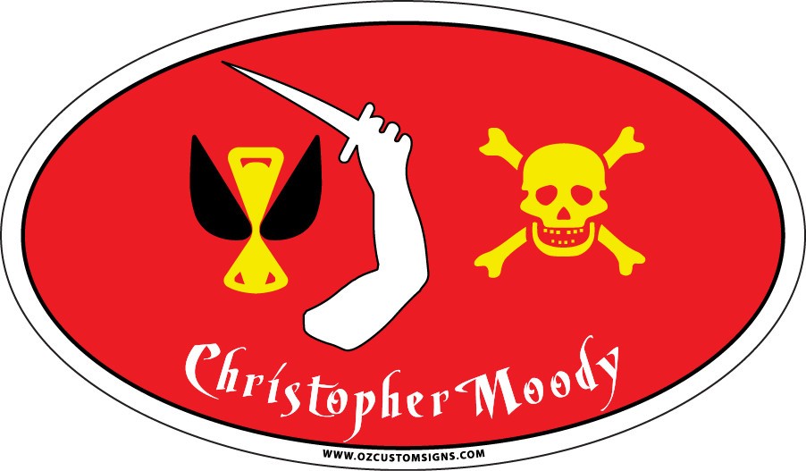 PIRATE – Christopher Moody – Oval Full Color Decal/Sticker