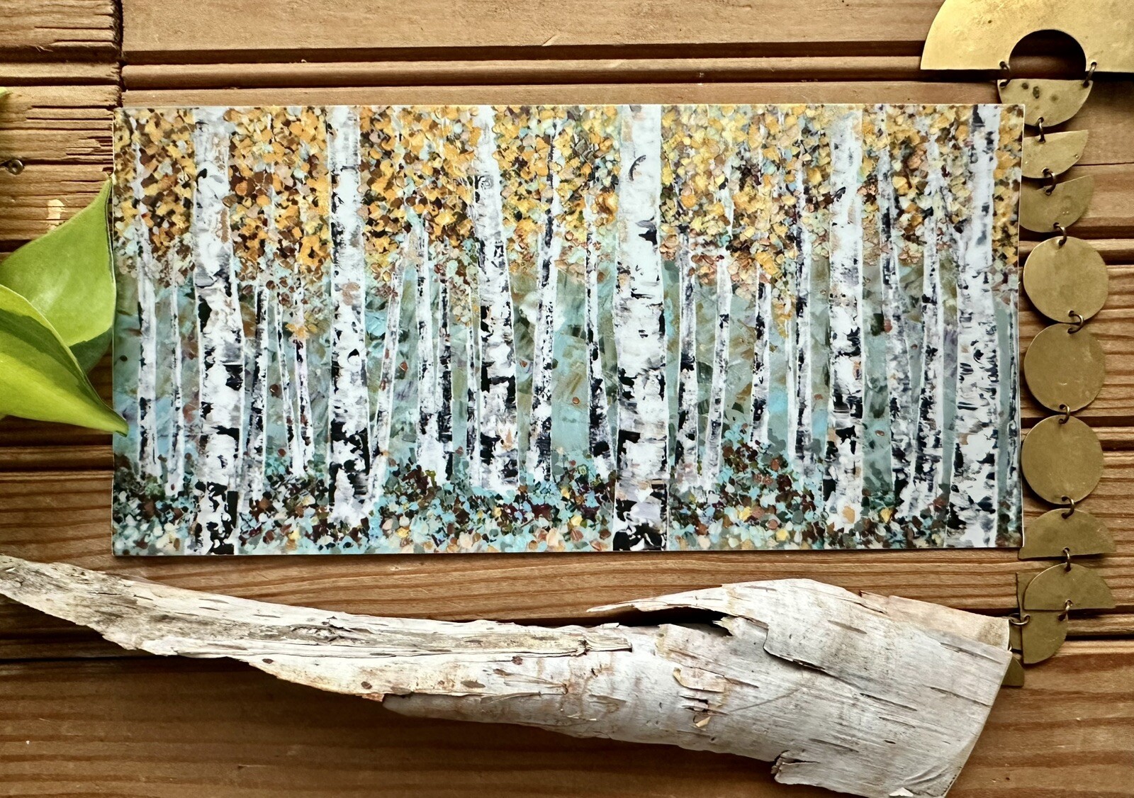 Colorful Sticker Decal Aspen Birch Tree Forest Woods Landscape Art Gift Fall