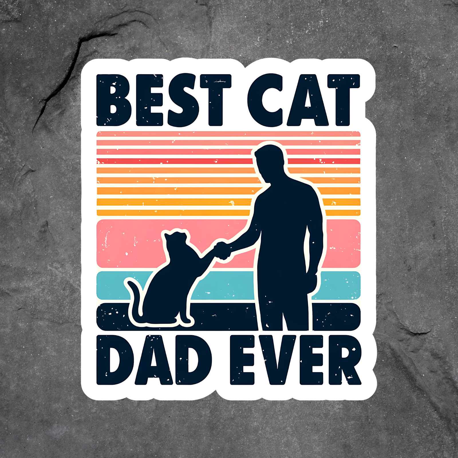 Cat Dad Sticker Vinyl Decal Best Cat Dad Ever Pet Lover Gift Vintage Style