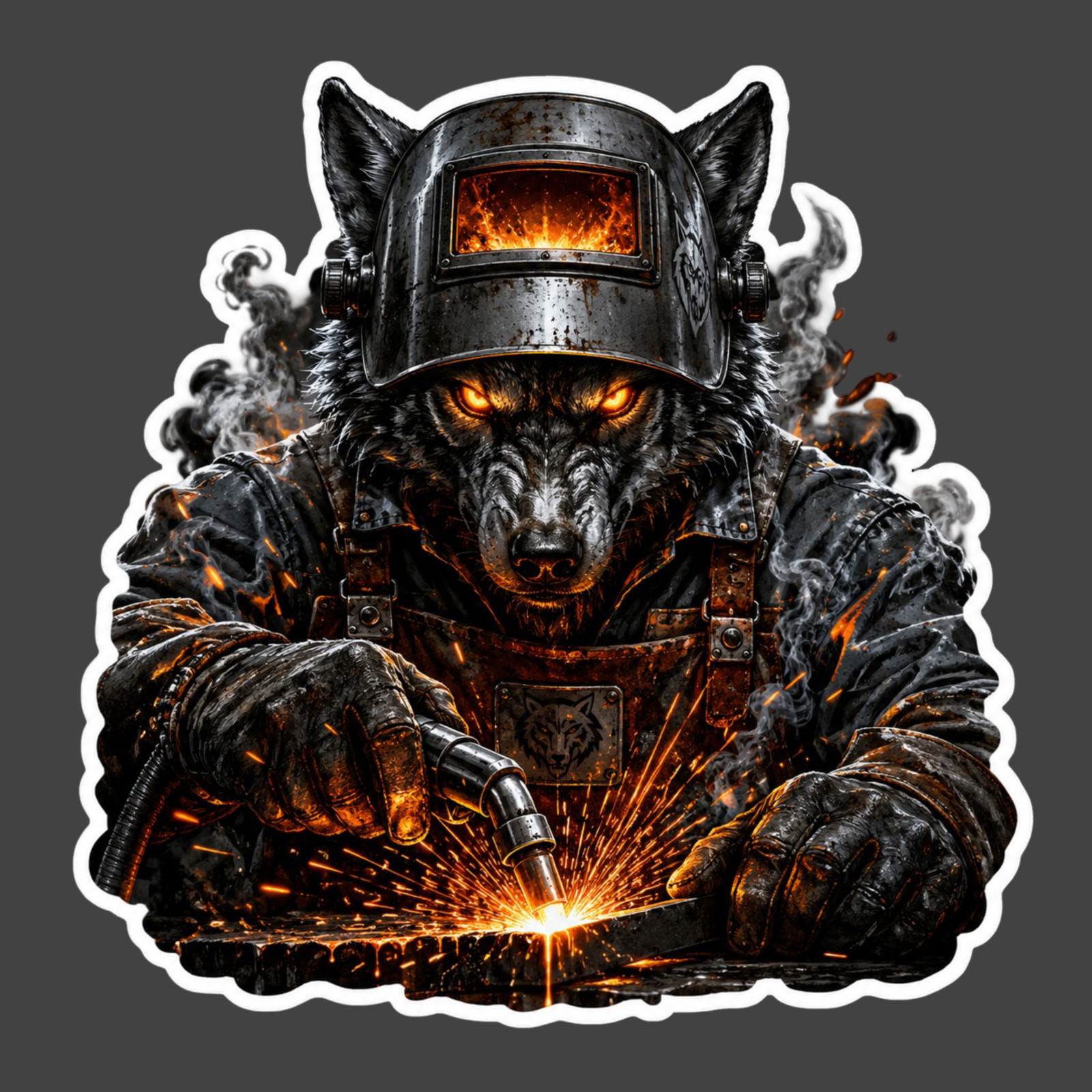 Welder Sticker Vinyl Decal Wolf Welding Helmet Metal Fabrication Blue Collar