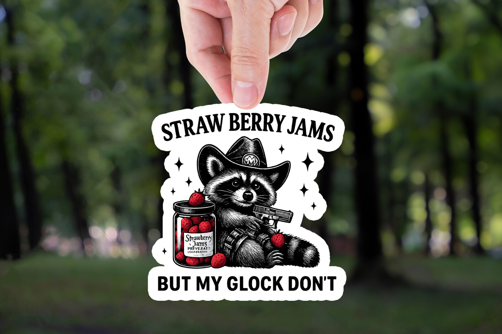 Strawberry Jams But My Glock Don’t Sticker, Funny Sticker, Meme Sticker, Water B