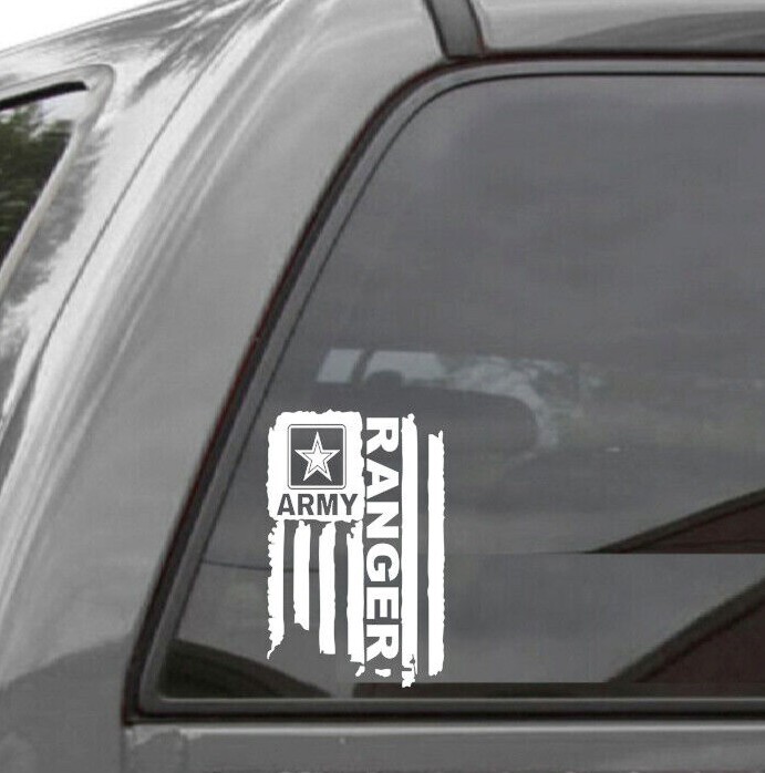 DISTRESSED UNITED STATES ARMY FLAG RANGER VINYL DECAL STICKER 3.8″x 6.0″