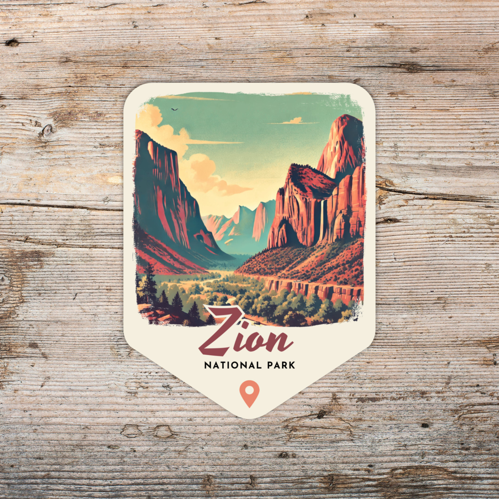 Zion National Park Utah Sticker Retro Style Waterproof Vinyl Decal