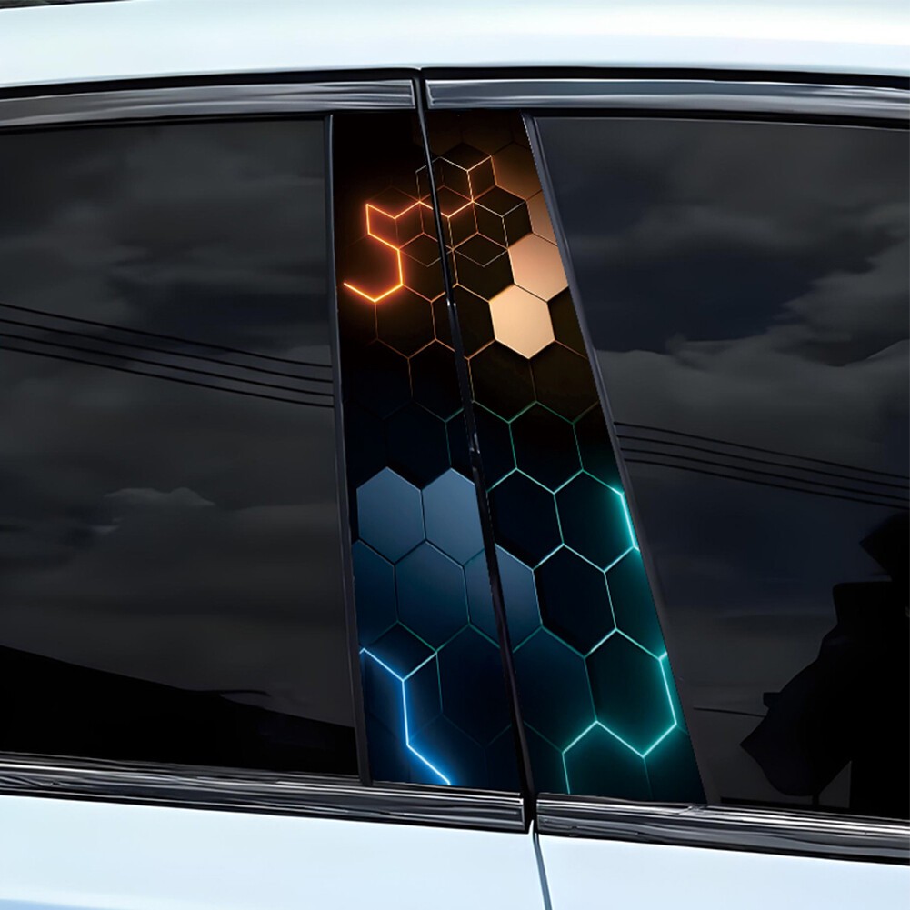 2pcs Car Stickers Sun Protection Scratch Cover for B-Pillar Door Pillar Stickers