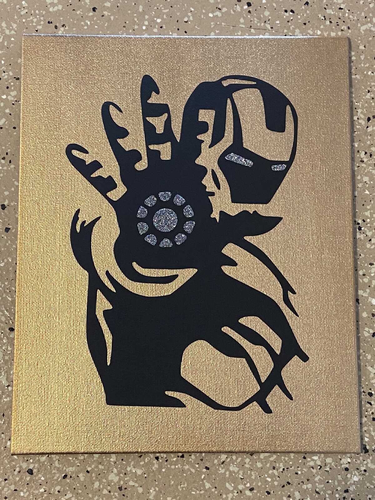 Awesome Handcrafted Marvel Iron Man Vinyl On Canvas 8×10 Signed Artwork