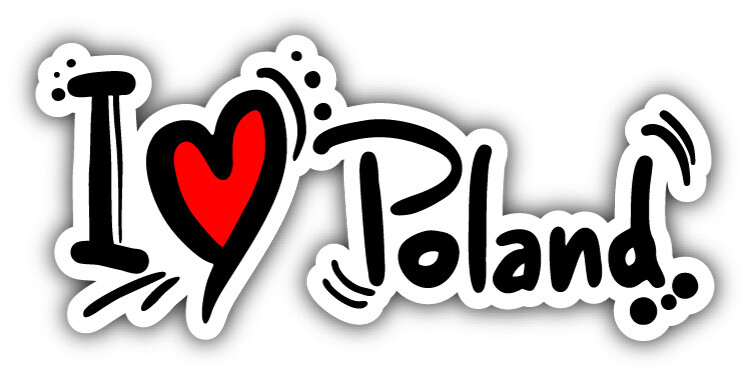 I Love Poland Slogan Car Bumper Sticker Decal