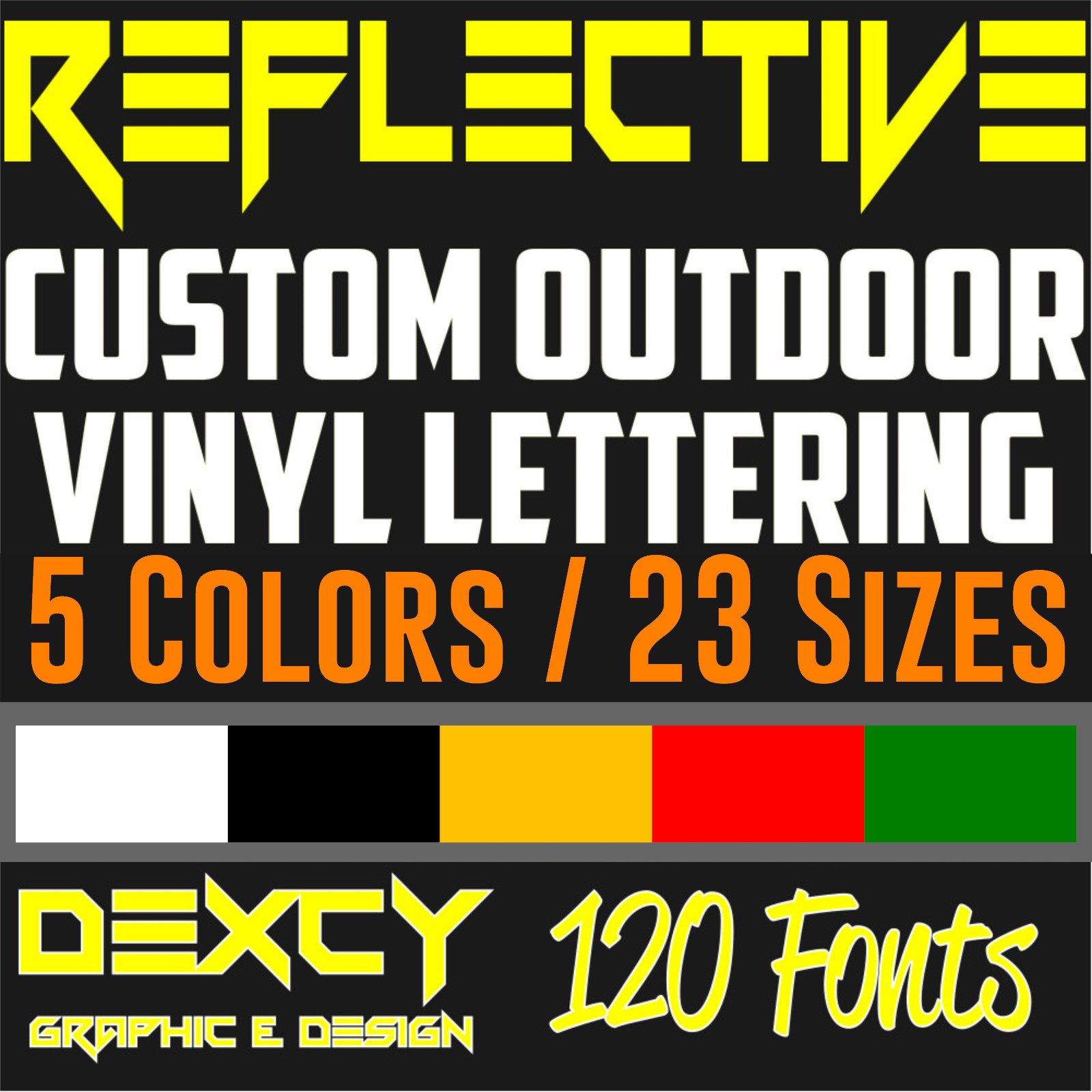 1″ – 14″ Custom REFLECTIVE Vinyl Lettering Decal Sticker Car Window Sign Outdoor