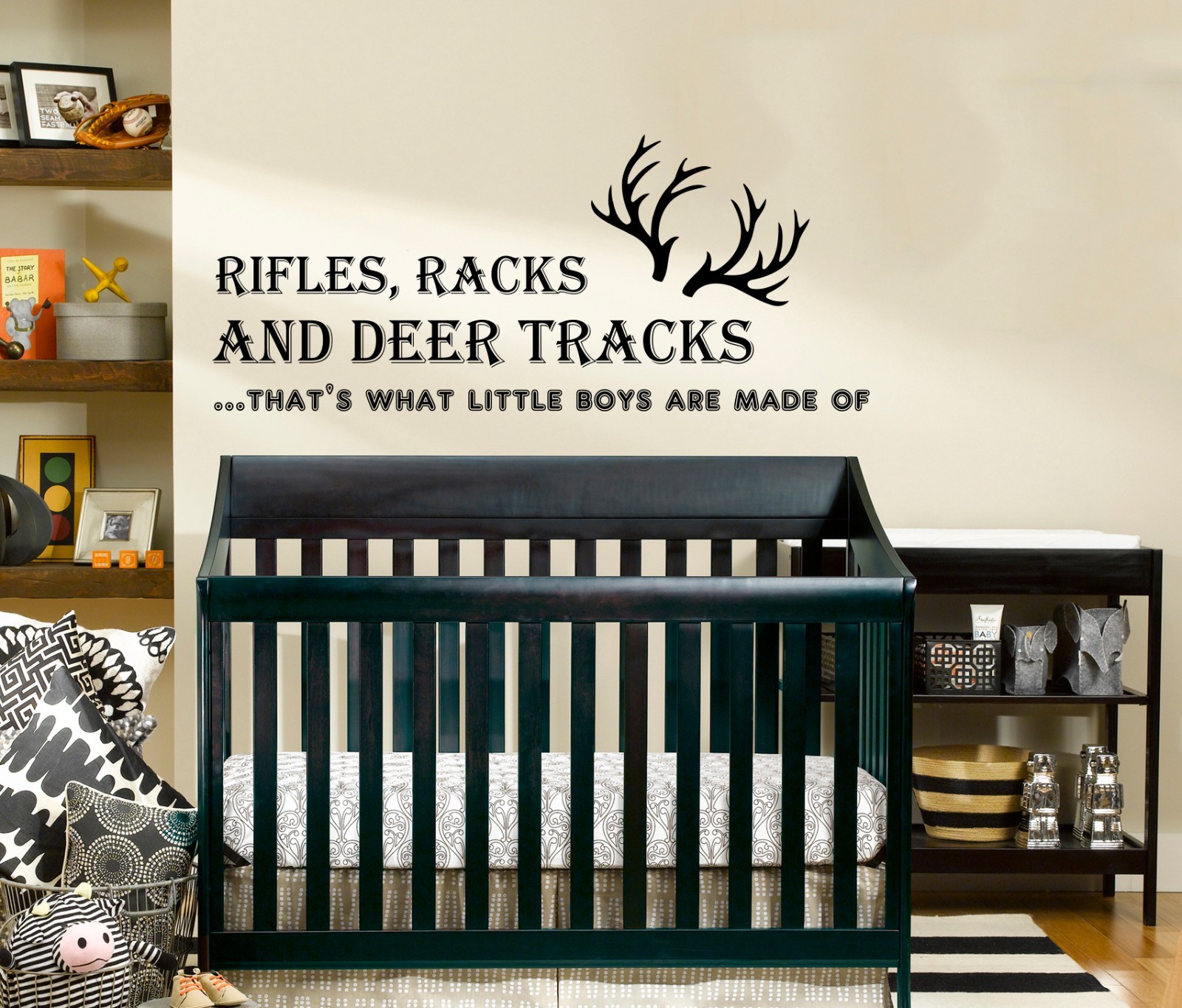 Rifles Racks and Deer Tracks Wall Decal Boy Quote Vinyl Sticker Nursery ZX147