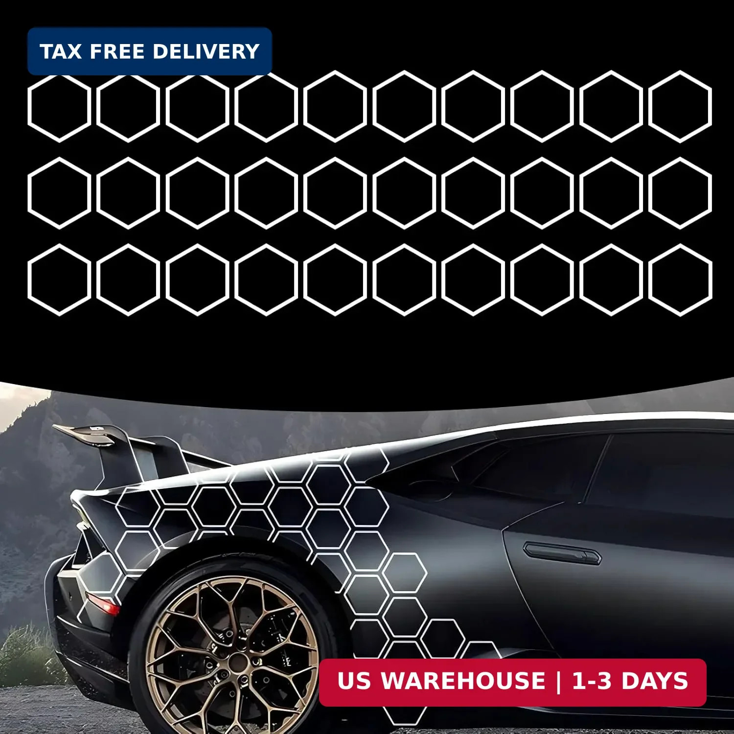 30 PCS Car Honeycomb Graphics Stickers, 3.31″ x 3.94″ Reflective Honeycomb