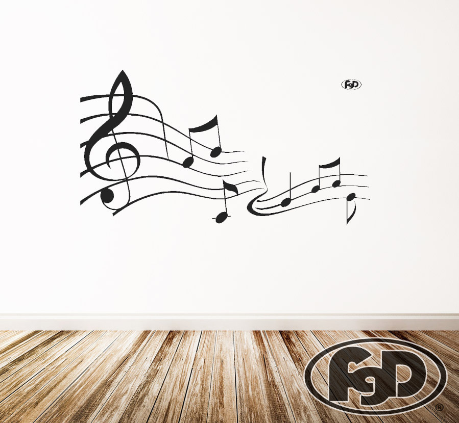 FGD Music Notes Vinyl Wall Decal / Sticker in White or Black 20″ x 37″