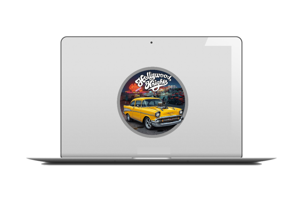 Car Classic “57 Chevy” Hollywood Knights 4″ Vinyl Decal Handmade Vehicle Cooler