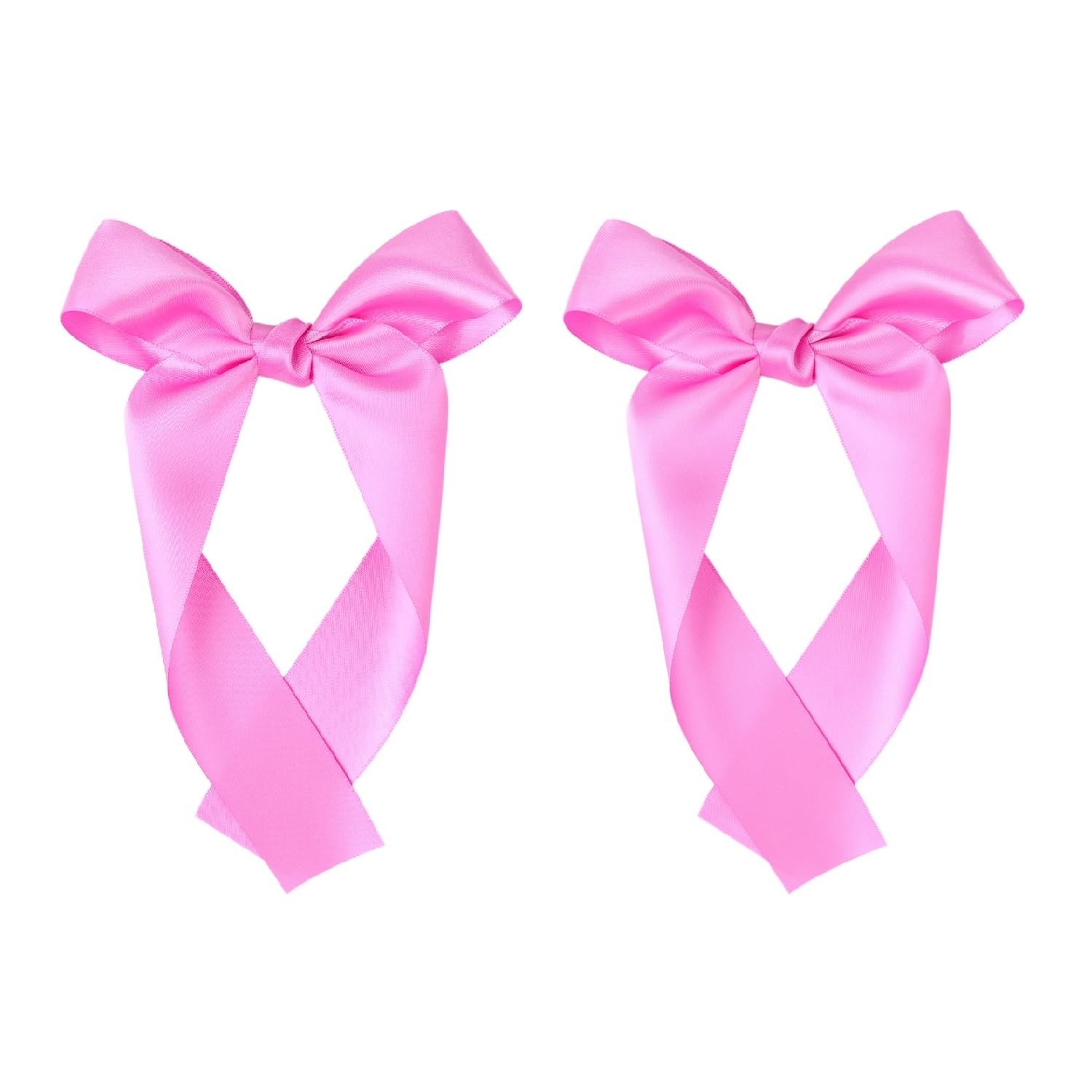 2-Pack Long Satin Ribbon Hair Bows for Girls – Elegant Silk Hair Clips for