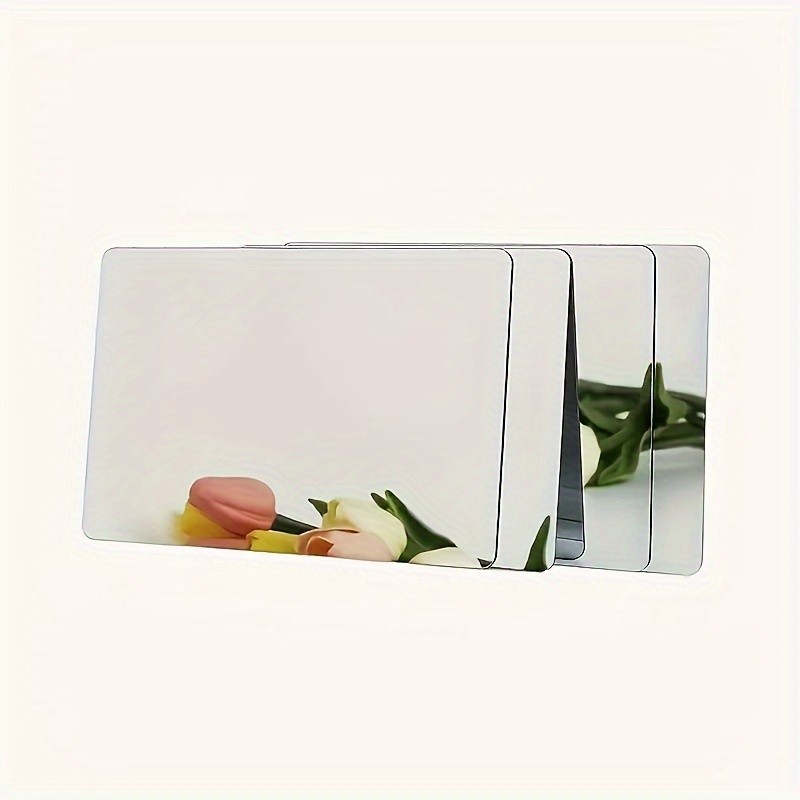 4Pcs Self Adhesive Rectangle Acrylic Mirror Sheets Flexible Wall Ornament