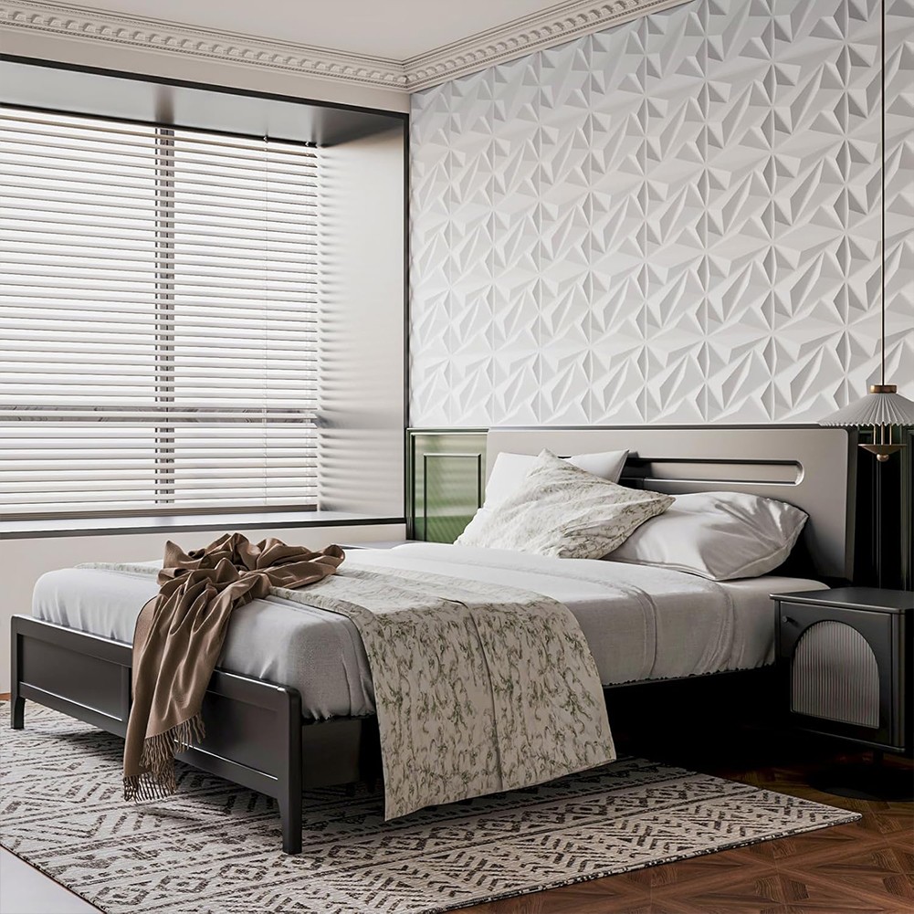 50/100Pcs 3D Wall Panel Diamond Black/White Wall Covering Panels 3D Wall Paper