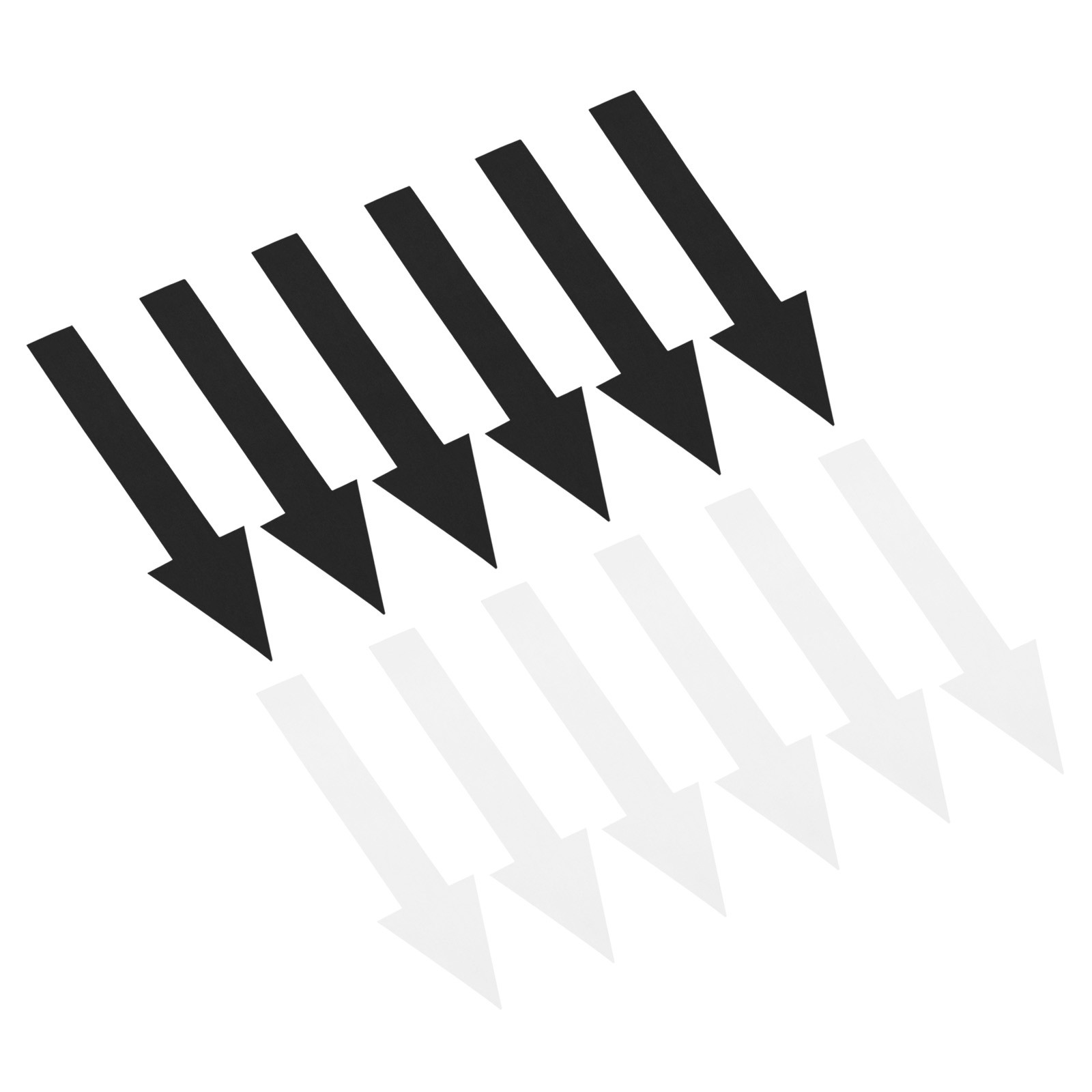 6″x2″ Directional Arrow Sticker, 12 Pcs PVC Removable Self Adhesive, Black/White