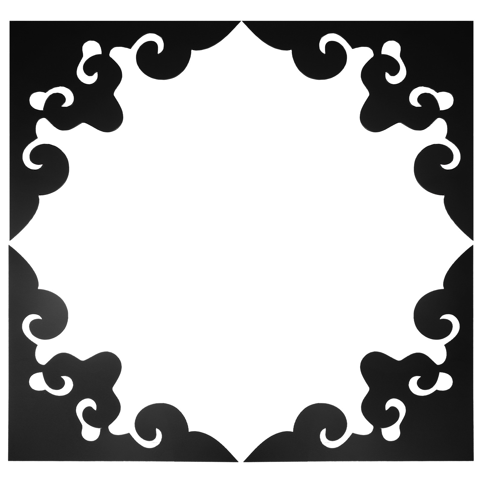 4Pcs Corner Decorative Pattern Hollow Mirror Wall Stickers(Black 7.9×7.9″)