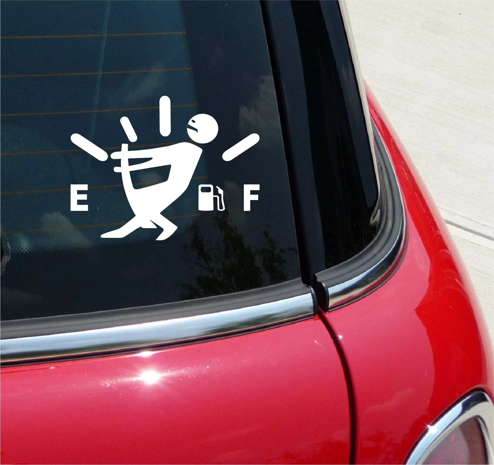 FUEL MAN GAUGE GAGE DECAL STICKER LOW GAS MILEAGE MPH HIGH GAS CONSUMPTION EMPTY