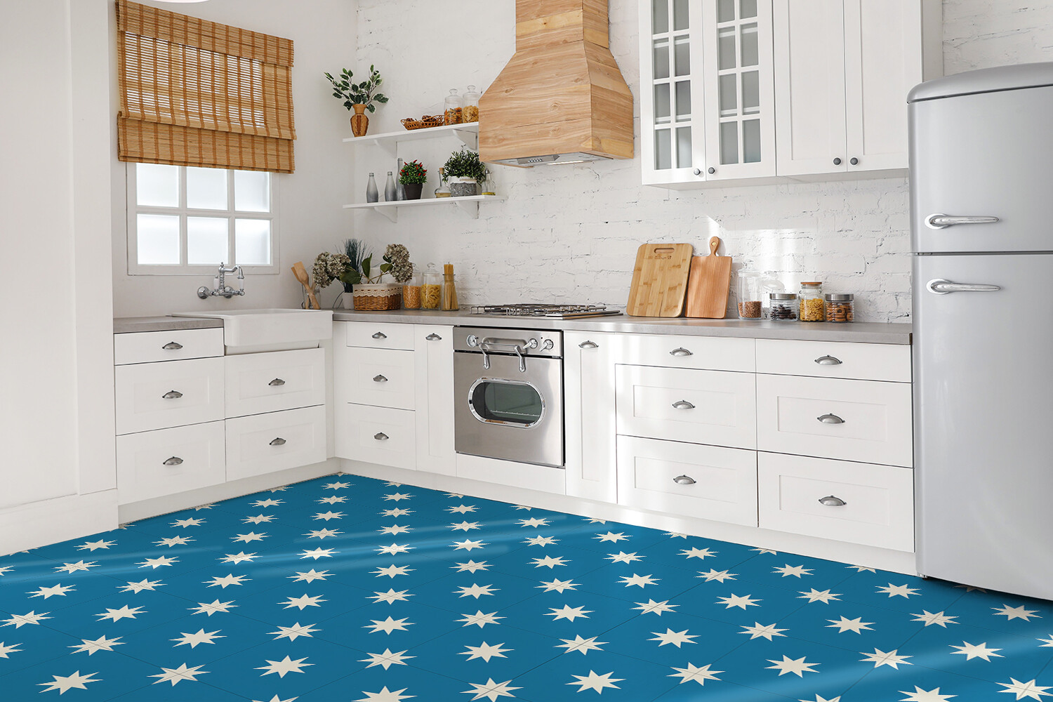 9pcs Set Tiles Kitchen Stickers Self-Adhesive Decor Eight-pointed Star