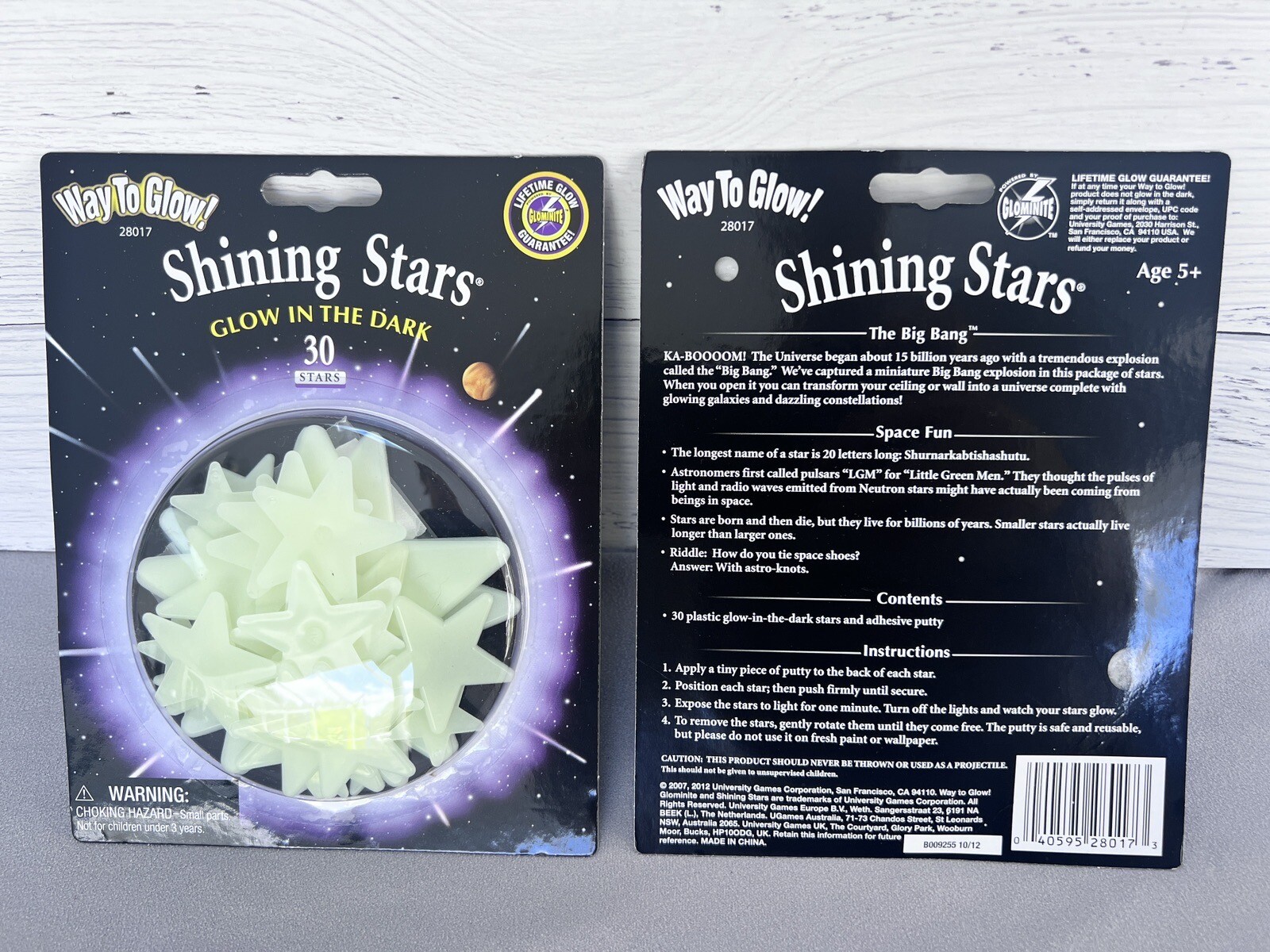 30pcs Glow In The Dark Stars WAY TO GLOW 28017 University Games