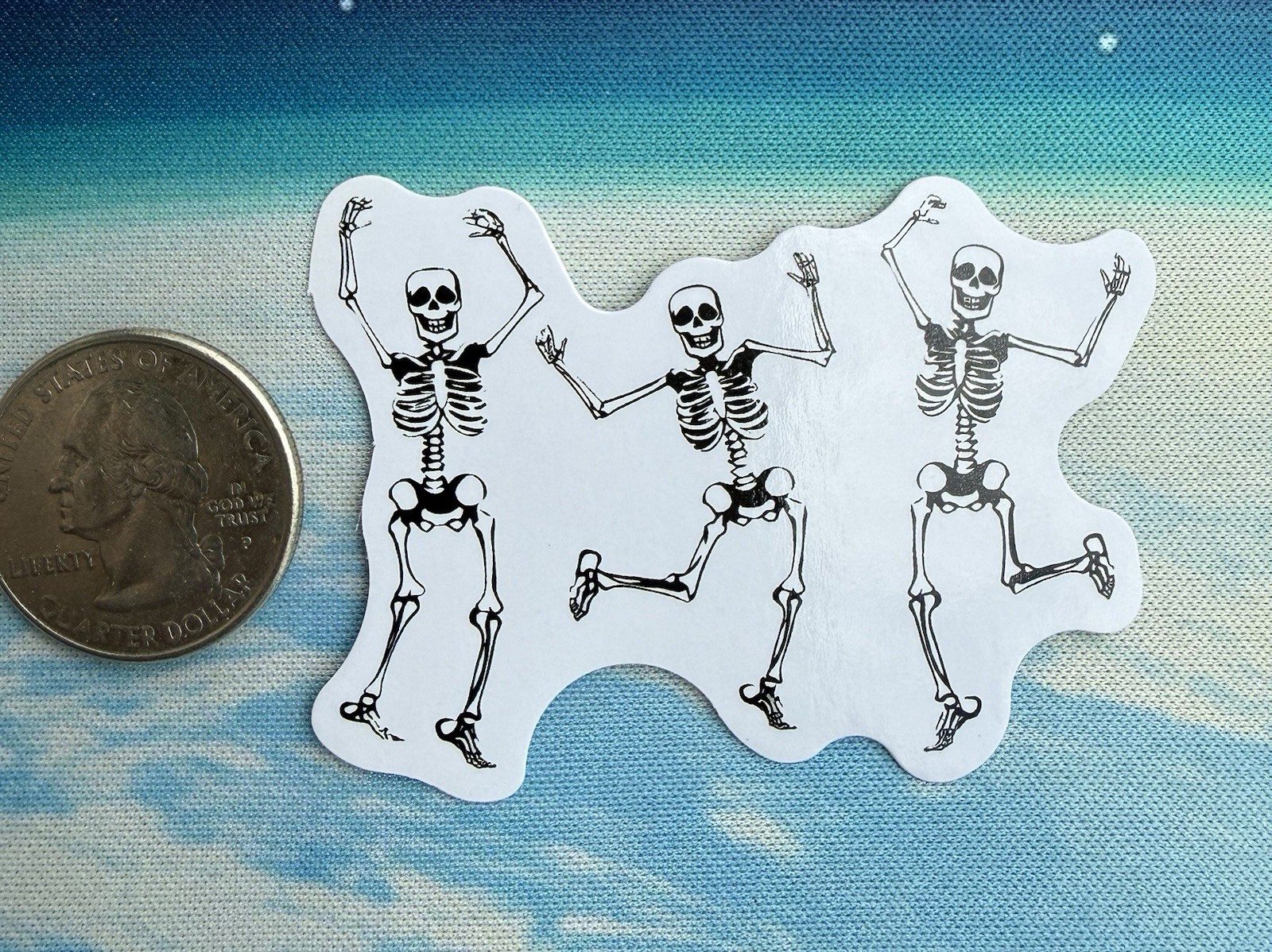 Dancing Skeleton Die-Cut Vinyl Sticker Decal Black White For Wall Window