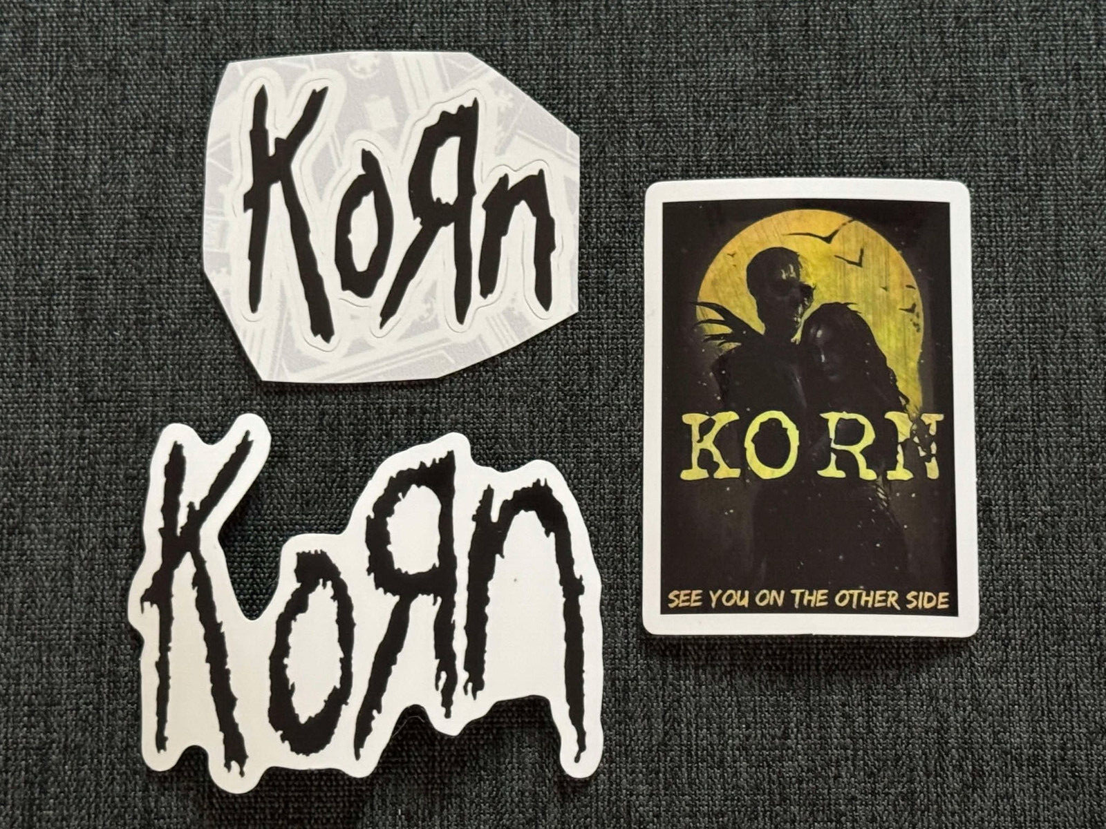 Lot of (3) KORN 1 3/4″ to 3″ Band STICKERS Black White FAST! FREE SHIP! Davis