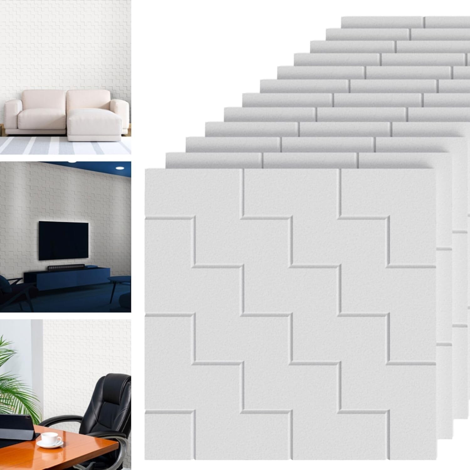 3D Peel & Stick Wall Panels – 12PCS 16″x16″ Textured Polyester Tiles, Easy-Clean