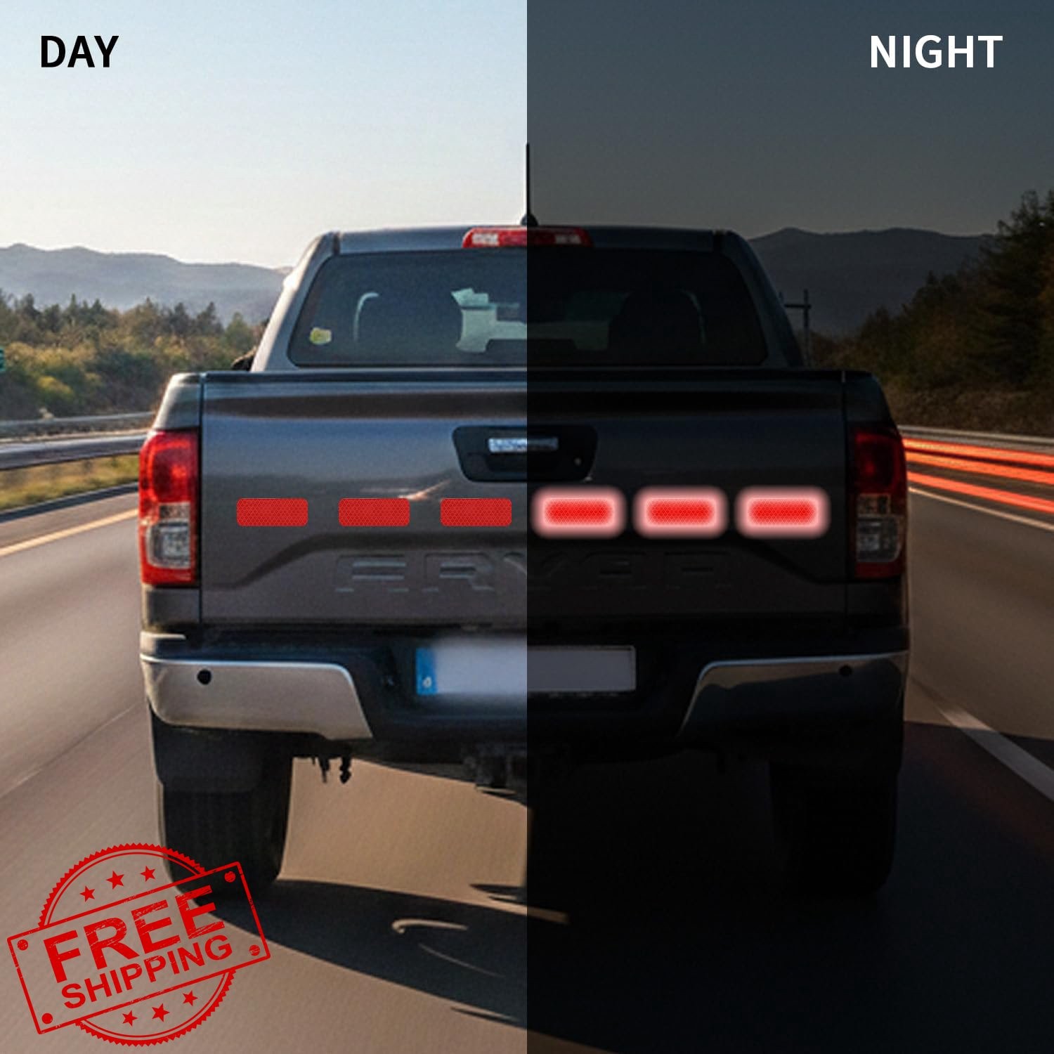NeoLum Red Reflective Stickers 8x3cm 30 Pcs
