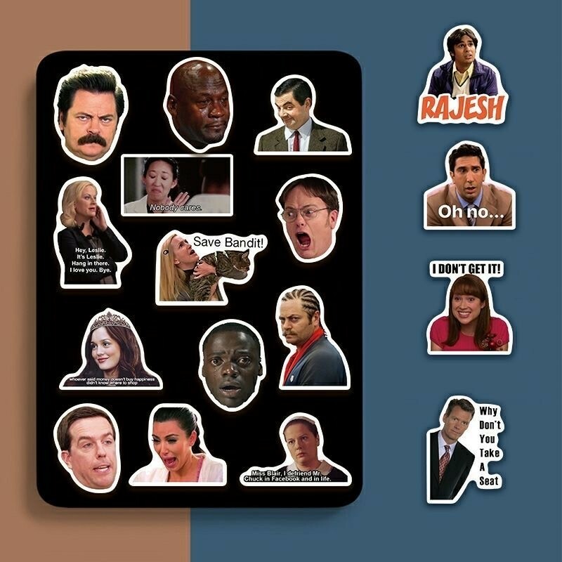 100-Pcs funny meme stickers TV characters Decal Car Skateboard laptop Luggage