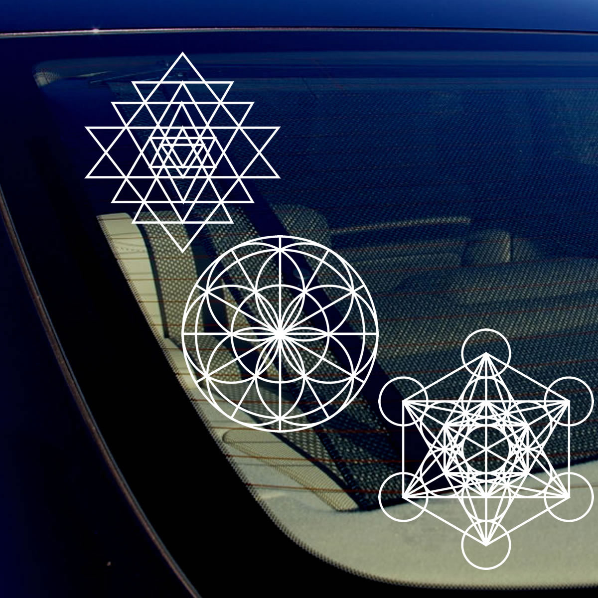 Sacred Geometry Math Kabbalah Car Window Sticker Decal Pack Lot of 3 – 7.5″ Each