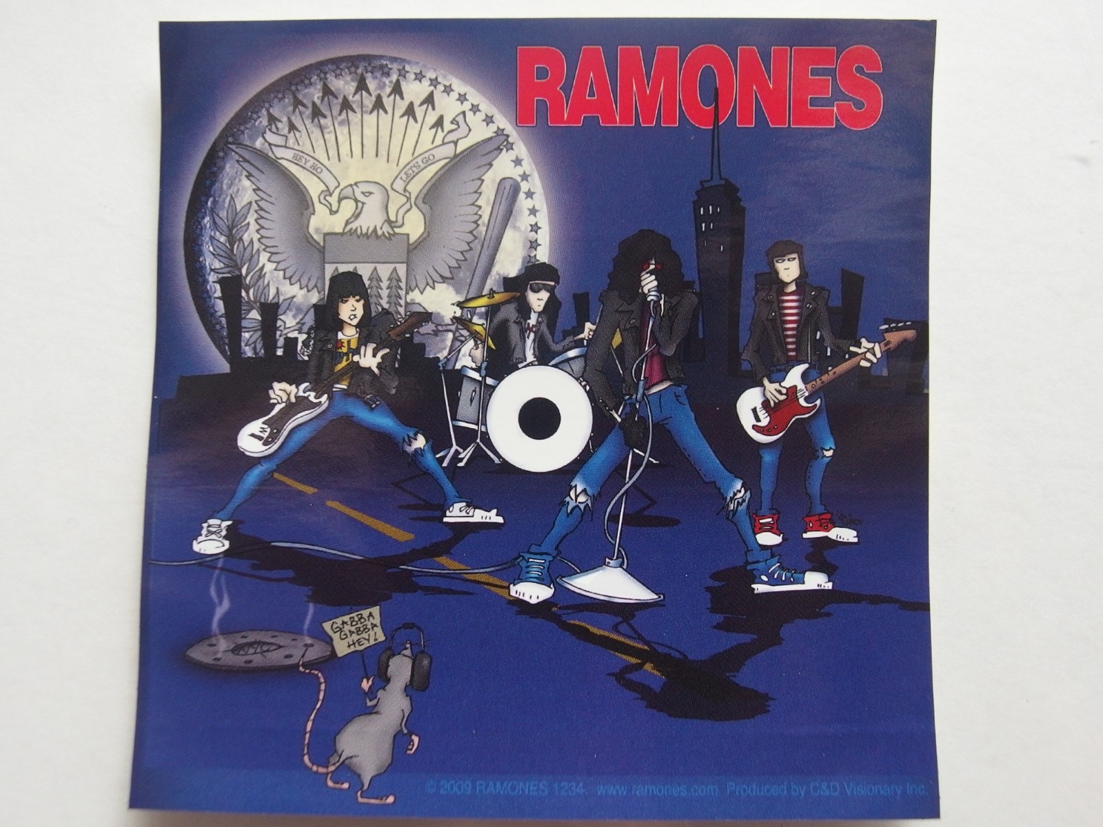 Ramones Cartoon Band Sticker C&D Visionary 2009 Licensed 4″ x 4″ Punk Rock Decal
