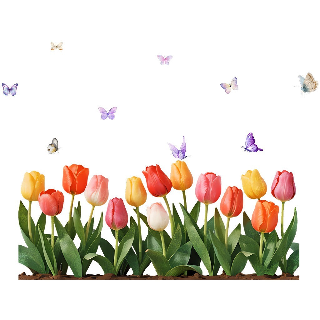 For Spring Tulip Cling Decal – Repositionable Waterproof Window Decoration
