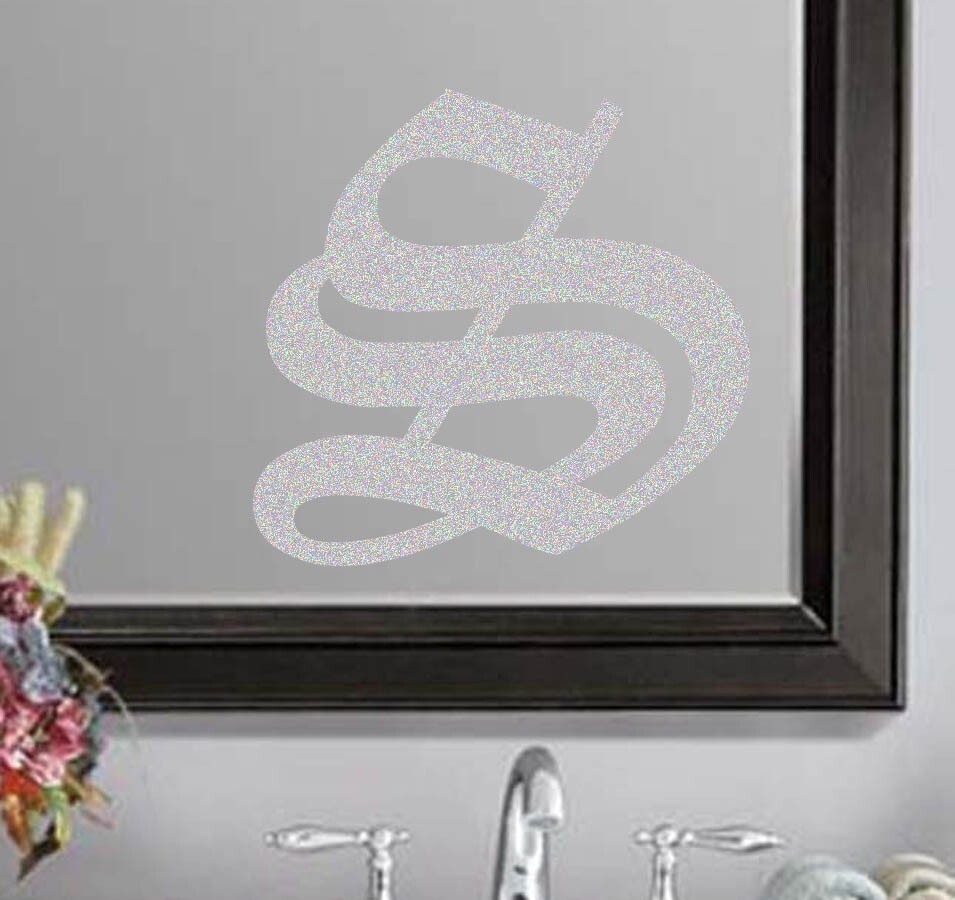 Old English Wedding Letter Initial Frosted Etched Vinyl Sticker Decal 3″-5″ (e)